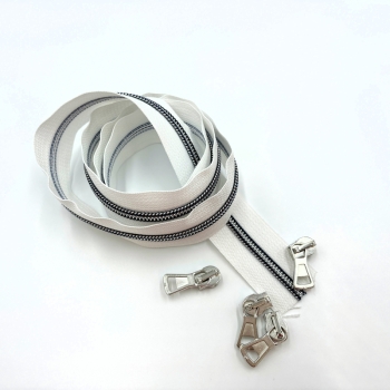 Reißverschluss Weiß Silber Navy